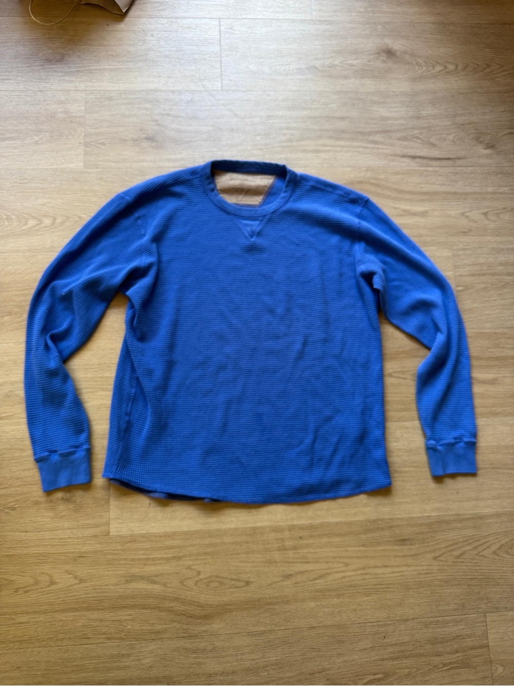 Eddie Bauer Royal Blue Waffle Knit Long-Sleeve Crewneck